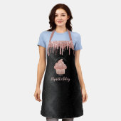 Cupcake Roos Gold Glitter Drift Black Bakery Chef Schort (Gedragen)