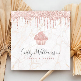 Cupcake Roos Gold Glitter Drift marmer Bakery Chef Vierkante Visitekaartje