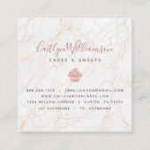 Cupcake Roos Gold Glitter Drift marmer Bakery Chef Vierkante Visitekaartje (Achterkant)