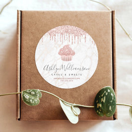 Cupcake Roos Gold Glitter Drift marmer Chef Bakery Ronde Sticker