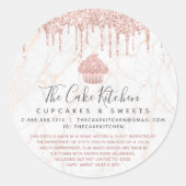Cupcake Roos Gold Glitter Drip Marble Bakery Legal Ronde Sticker (Voorkant)