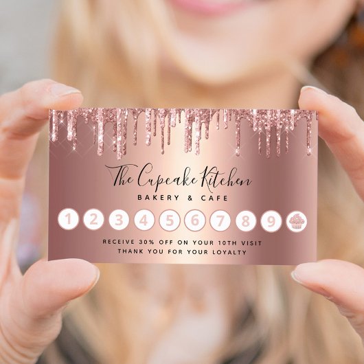 Cupcake Roos Gold Koper Glitter Drift Bakery Chef Klantenkaartje