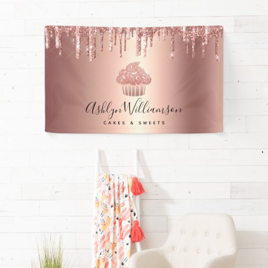 Cupcake Roos Gold Koper Glitter Drift Bakery Chef Spandoek (Insitu)