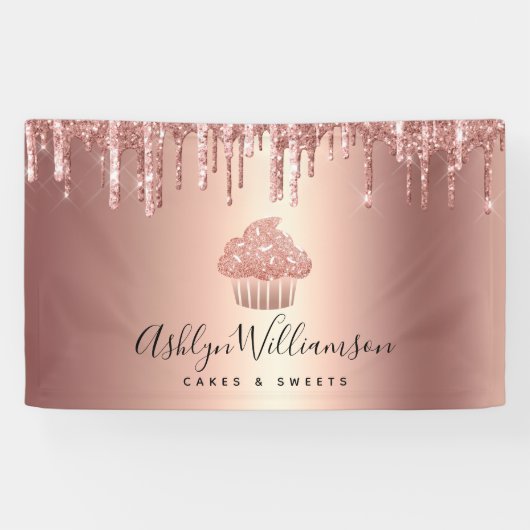 Cupcake Roos Gold Koper Glitter Drift Bakery Chef Spandoek (Horizontaal)