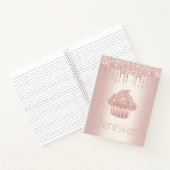 Cupcake roos gouden glitter druppels naam glam mod notitieboek (Binnen)