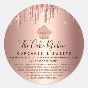 Cupcake Rose Gold Druppels Bakkerij Gebak Chef Jur Ronde Sticker