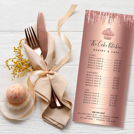 Cupcake Rose Gold Koper Glitter Bakkerij Chef Menu