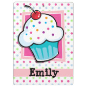 Cupcake, roze, blauw, groen, polka stippen klembord (Achterkant)