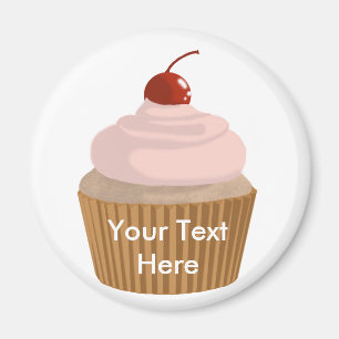 Cupcake-roze en bruin magneet