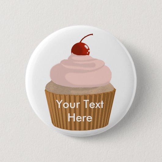 Cupcake-roze en bruin ronde button 5,7 cm (Voorkant)