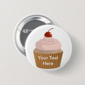 Cupcake-roze en bruin ronde button 5,7 cm (Voorkant /achterkant)