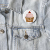 Cupcake-roze en bruin ronde button 5,7 cm (In situ)
