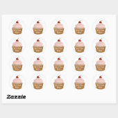 Cupcake-roze en bruin ronde sticker (Vel)