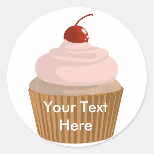 Cupcake-roze en bruin ronde sticker (Voorkant)