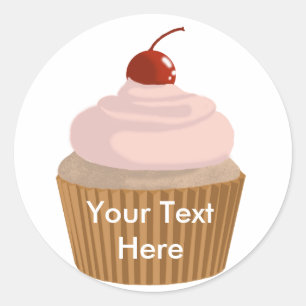 Cupcake-roze en bruin ronde sticker