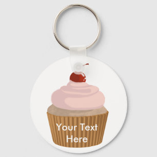 Cupcake-roze en bruin sleutelhanger