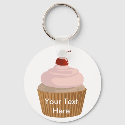 Cupcake-roze en bruin sleutelhanger (Voorkant)