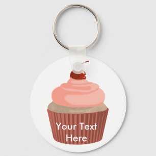 Cupcake-roze en rood sleutelhanger