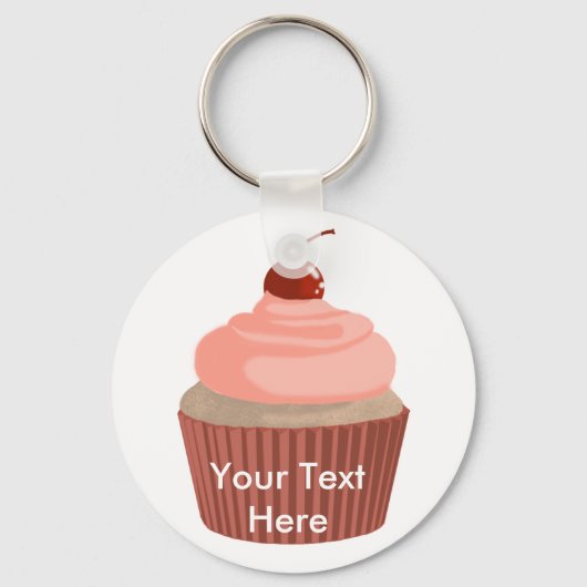 Cupcake-roze en rood sleutelhanger (Voorkant)