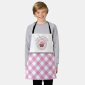 Cupcake Roze en Wit Plaid Aangepaste Naam Schort (Gedragen)