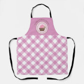 Cupcake Roze en Wit Plaid Custom Name Schort (Voorkant)