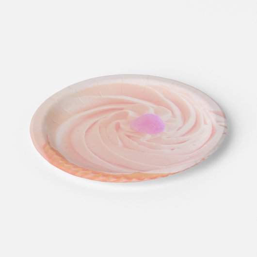 Cupcake roze frosting snoep hart schattig papieren bordje (Gekanteld)