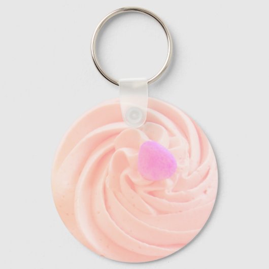 Cupcake roze frosting snoep hart schattig sleutelhanger (Voorkant)