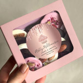Cupcake Roze Goud Drips Script Banketbakker Bakker Ronde Sticker