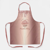 Cupcake Roze Goud Glitter Druppels Bakkerij Gebak Schort (Voorkant)