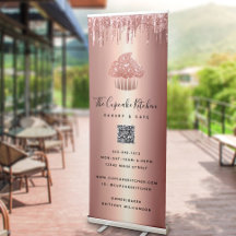 Cupcake Roze Goud Glitter Druppels QR Code Bakkeri