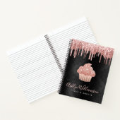 Cupcake Roze Goud Glitters Druppels Zwart Backwink Notitieboek (Binnen)