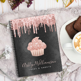 Cupcake Roze Goud Glittersprenkels Zwart Bakkerij  Notitieboek