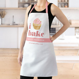 Cupcake Roze Goud Ik Bak Moderne Vette Typografie Schort
