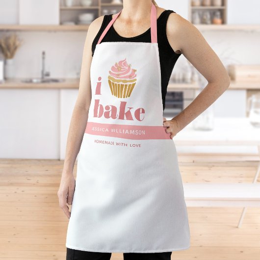 Cupcake Roze Goud Ik Bak Moderne Vette Typografie Schort