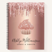 Cupcake Roze Goud Koper Glittersluier Bakker Chef Notitieboek (Voorkant)