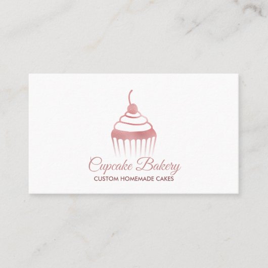 Cupcake Roze goud Mooie Visitekaartje (Voorkant)