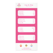 Cupcake Roze menu & Kaart voor prijslijst (Voorkant)