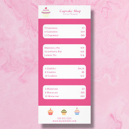 Cupcake Roze Menu & Prijslijst Kaart