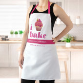 Cupcake Roze Rood Goud Bak Moderne Vette Typografi Schort