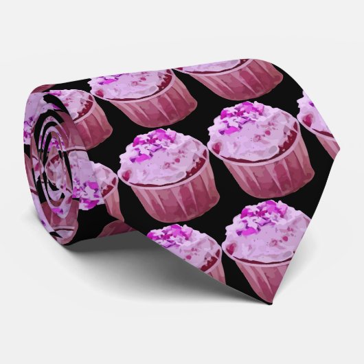 Cupcake Roze Stropdas (Opgerold)
