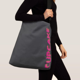 Cupcake Roze Tekst Aangepast Zwart Crossbody Tas