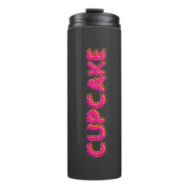 Cupcake Roze Tekst Aangepast Zwart  Thermosbeker