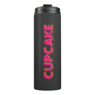Cupcake Roze Tekst Aangepast Zwart  Thermosbeker