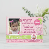 Cupcake Roze uitnodiging SCHATTIG (foto) (Staand voorkant)
