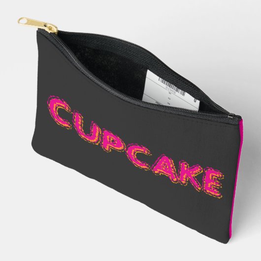 Cupcake Roze Zwart Aangepaste Tekst Etui (Open)