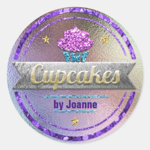 Cupcake Sales Shiny Glitter Ronde Sticker