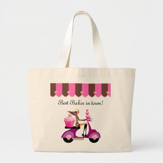 Cupcake Scooter Girl Pink Grocery Canvas tas (Voorkant)