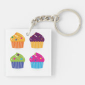 Cupcake Set met Sprinkels Helder Dessert Sleutelhanger (Achterkant)