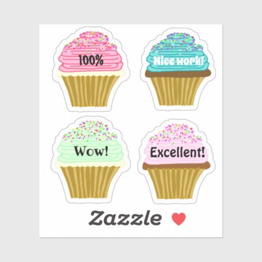 Cupcake Shapes Classroom Aanmoediging Sticker (Vel)