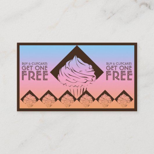 cupcake sherbert diamanten stempelkaart klantenkaartje (Voorkant)